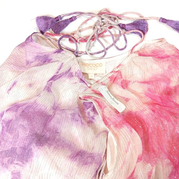 Rococo Sand Ava Maxi Dress Small Fuchsia Metallic Tie Dye Boho Dress New - Picture 4 of 6